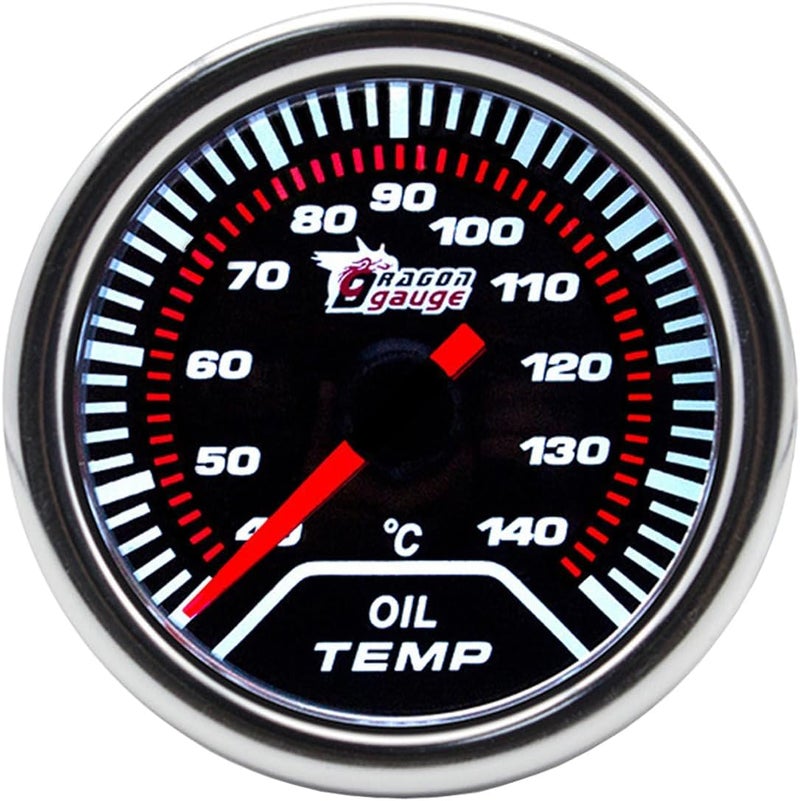 LKRXW Car Oil Temp Gauge 2" 52mm Auto Oil Temperature Gauge Meter Celsius Pointer 12V Bright Light Indicator Meter Smoke Len 40 to 140 Celsius - Image 1
